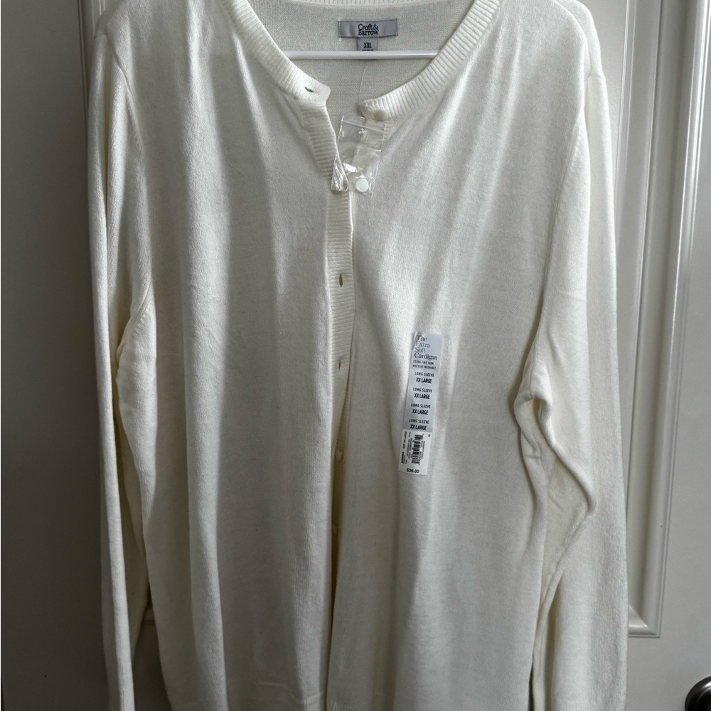 Croft & Barrow Soft White Cardigan; XXL; New with Tags